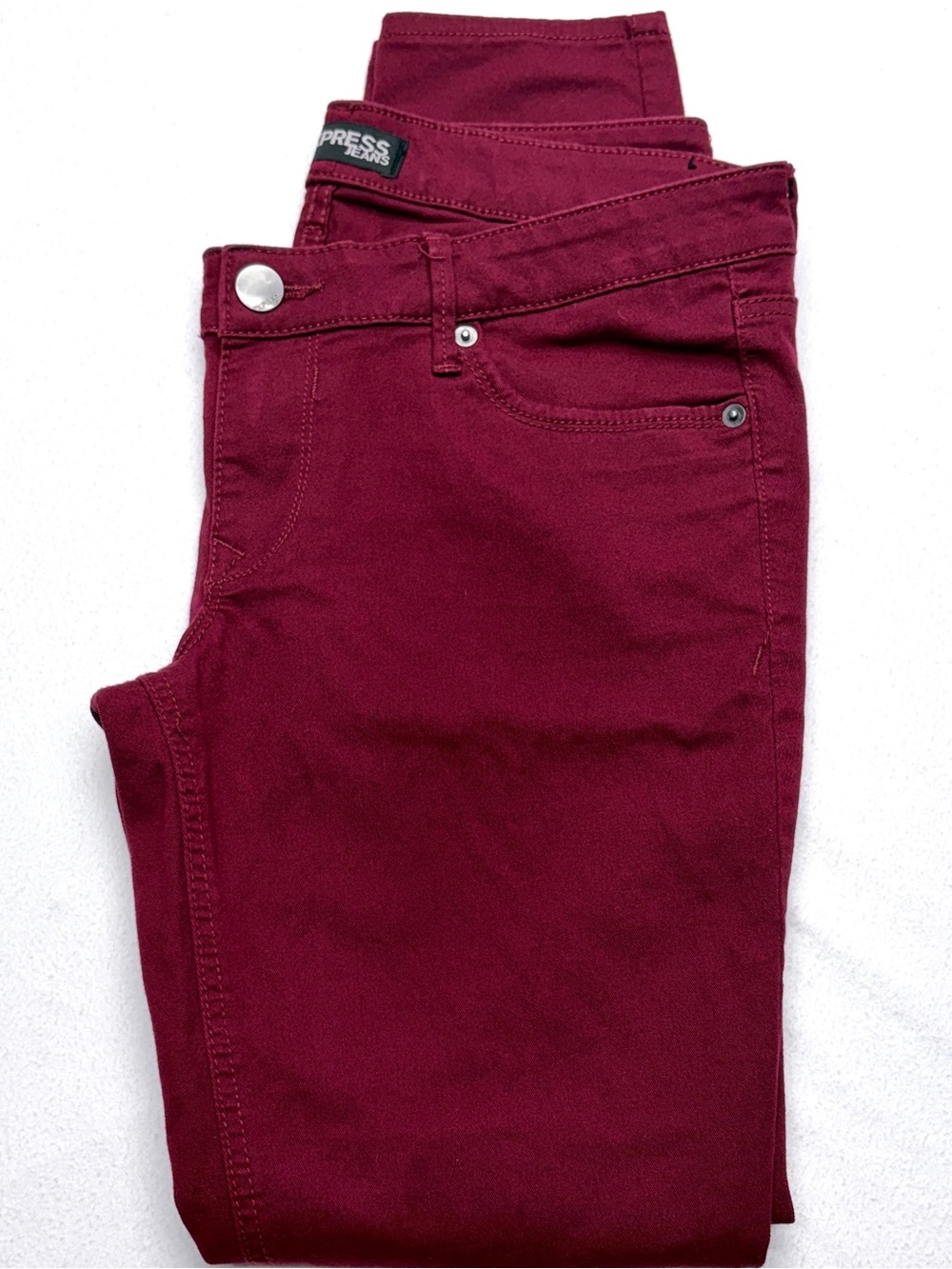 Express Maroon Stella Skinny Jeans Womens 10 Denim Low Rise 2012